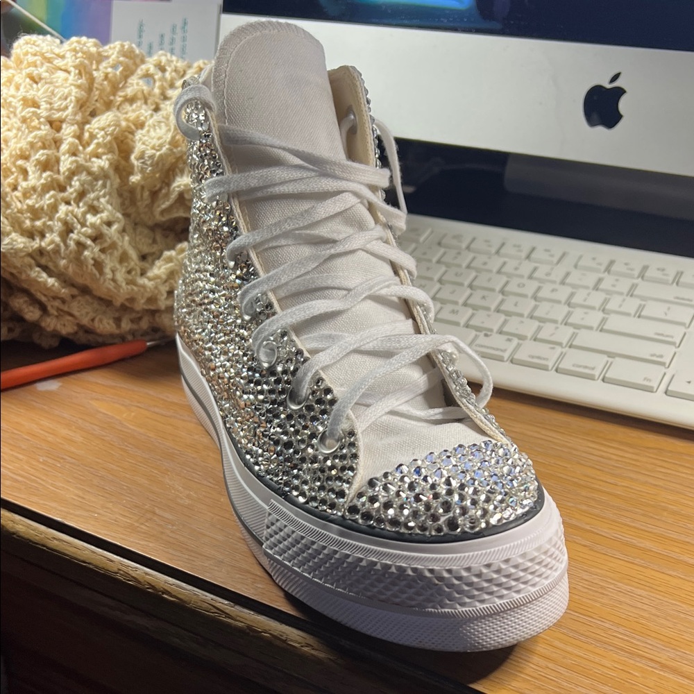 Converse Women's Silver Studded High-Top Sneakers - Picture 4 of 4